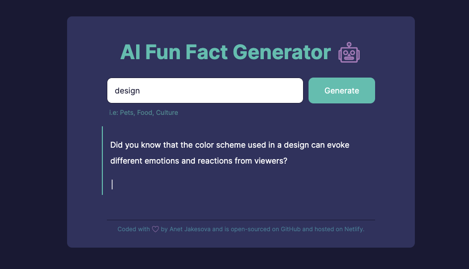 AI Fun Fact Generator Image